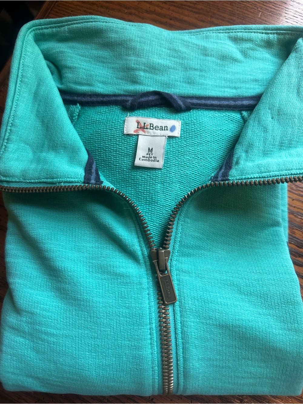L.L.Bean Green Quarter-Zip Pullover